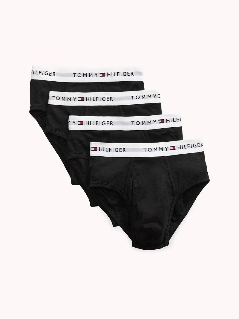 Férfi Tommy Hilfiger Pamut classics brief 4pk Briefs Fekete | HU 1321XYU